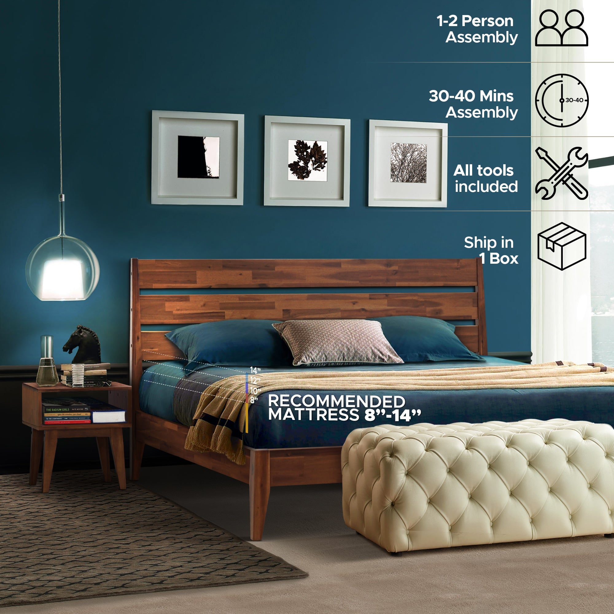Emery Solid Wood Bed Frame Megsu