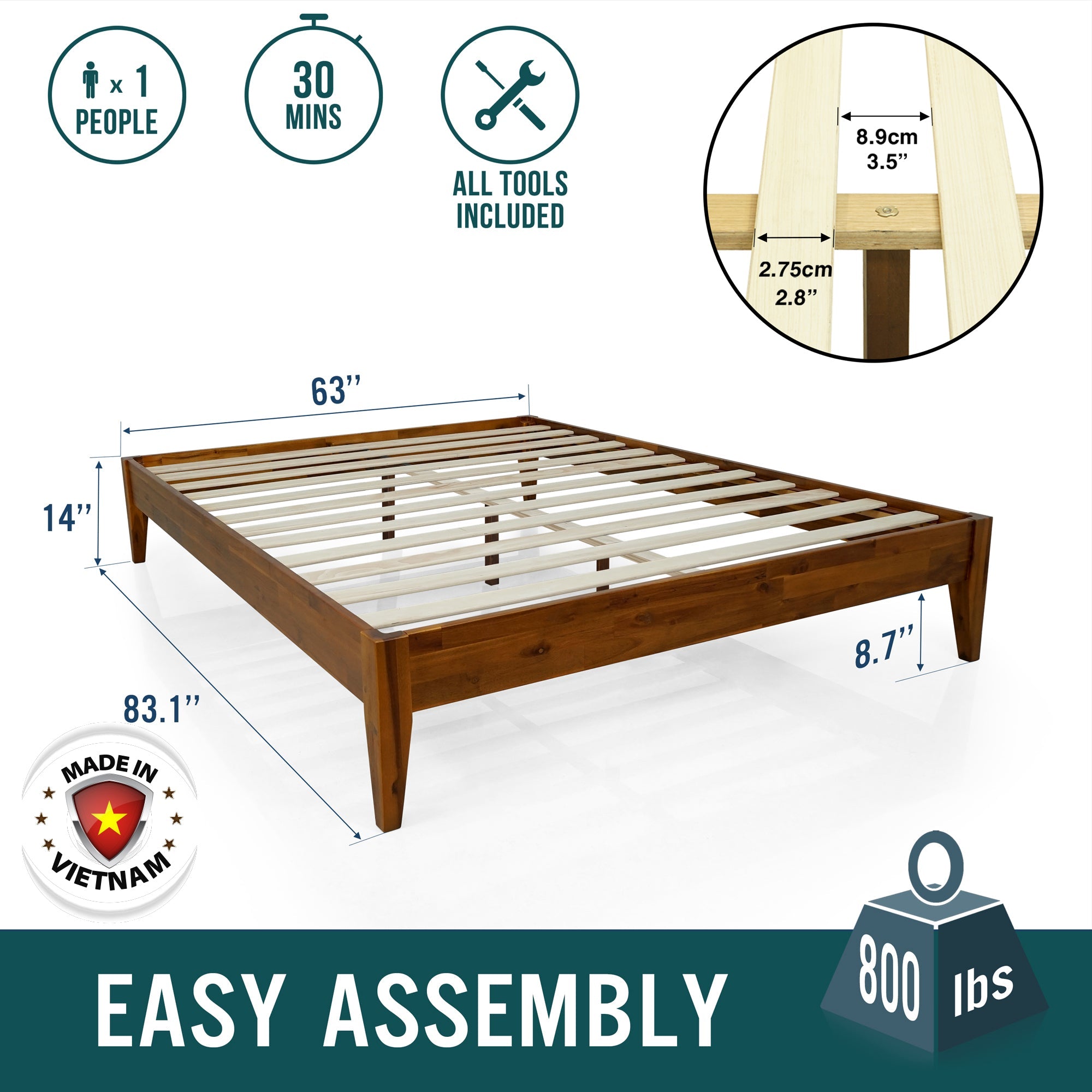 Mervyn Solid Wood Bed Frame Megsu