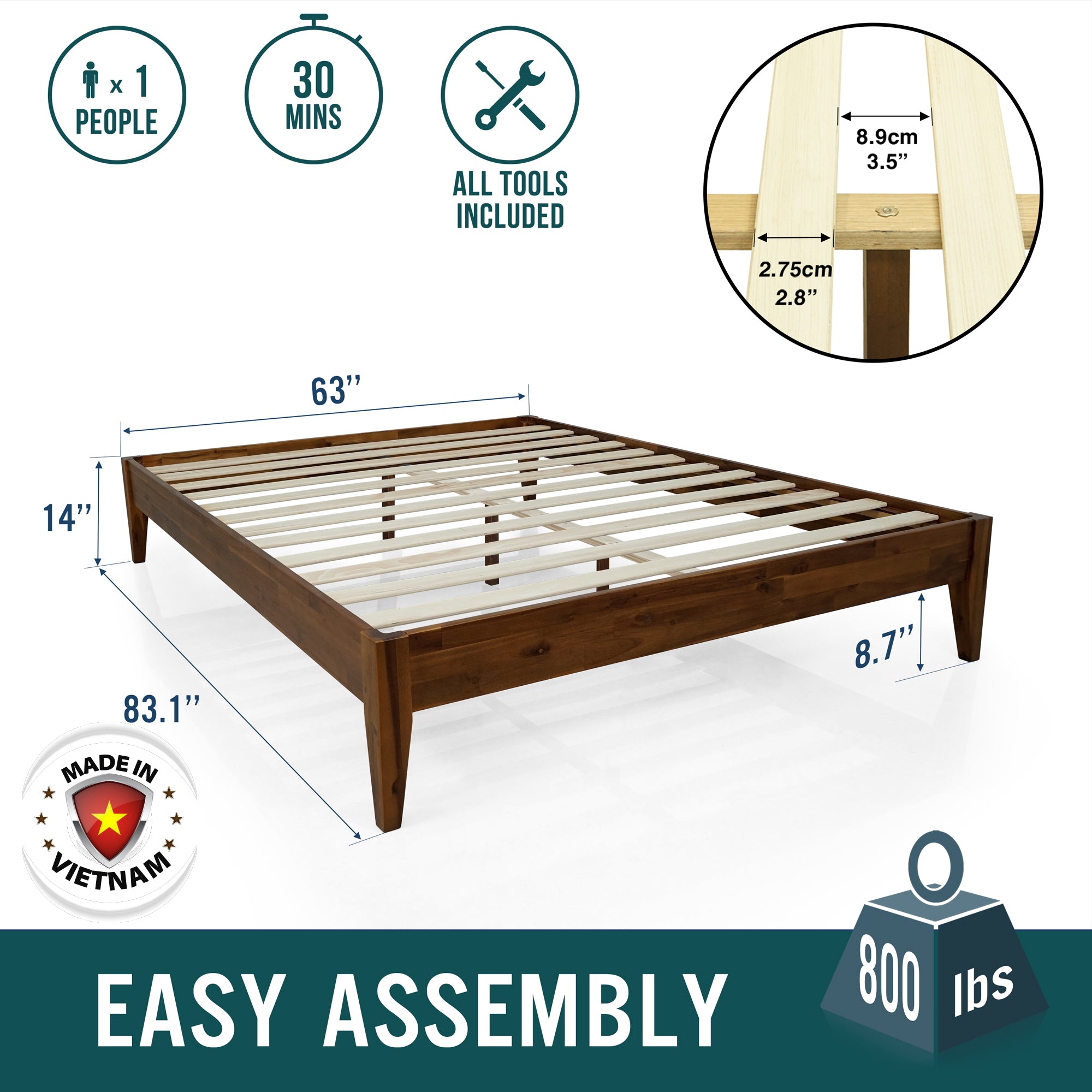 Mervyn Solid Wood Bed Frame Megsu