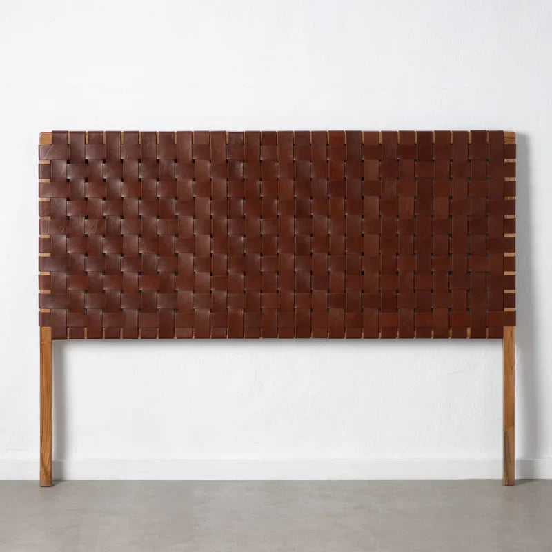 Scandinavian King Size Woven Leather Headboard Distressed Texture - LuxoraCraft