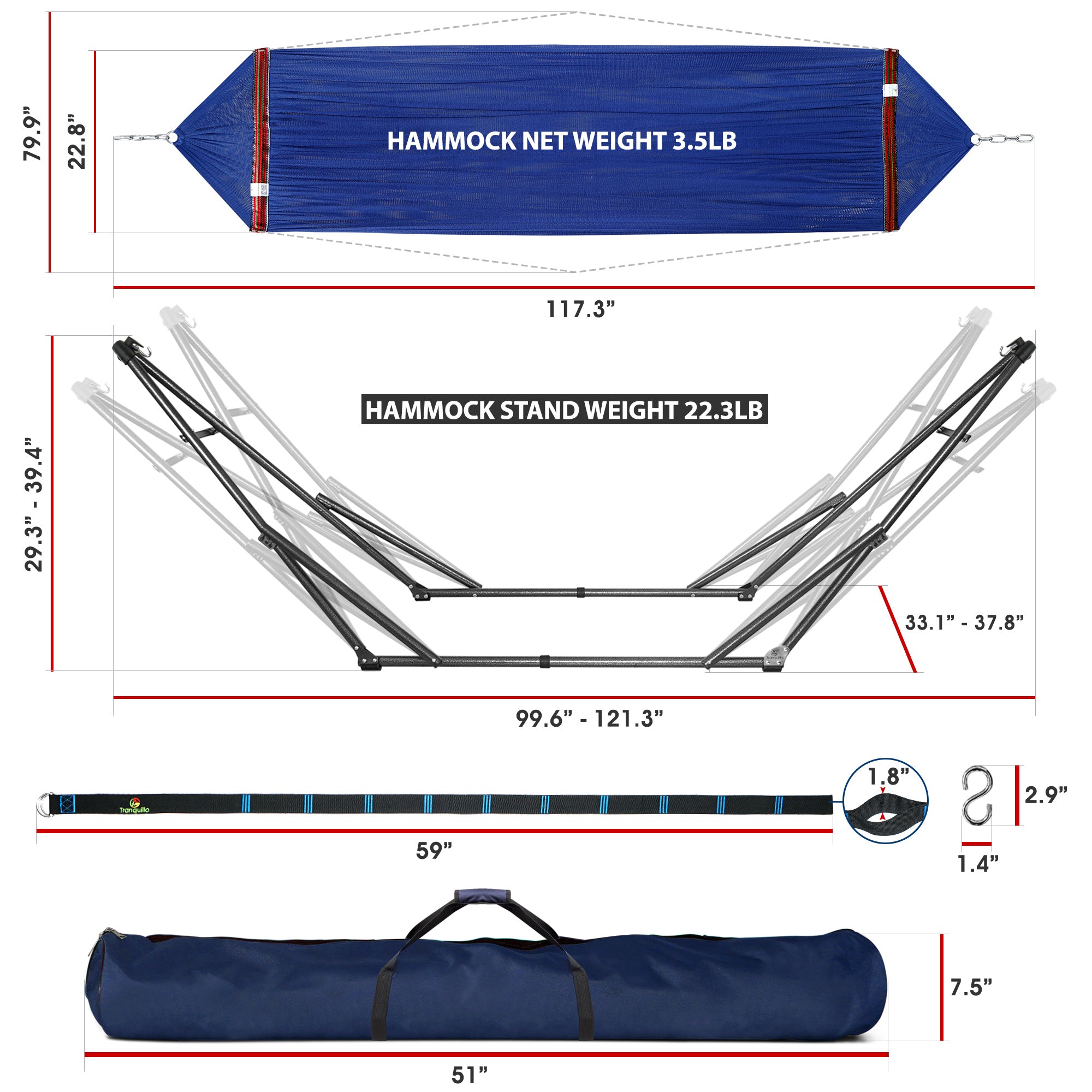 Tranquillo Comfort Set Original Hammock Stand for Ultimate Relaxation Megsu