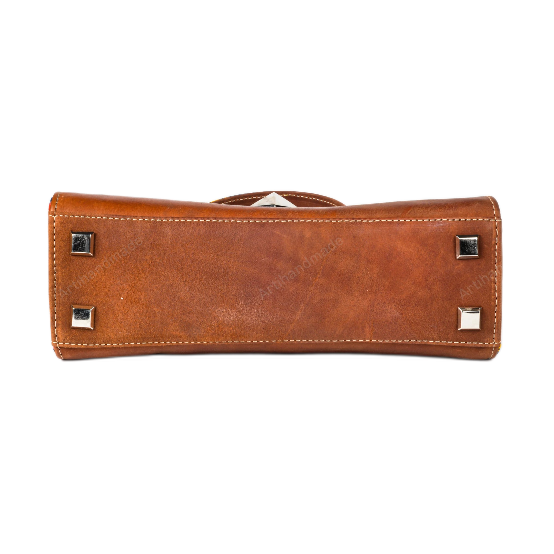 Tan Leather Boho Women Handbag Adjustable Strap Display View - LuxoraCraft