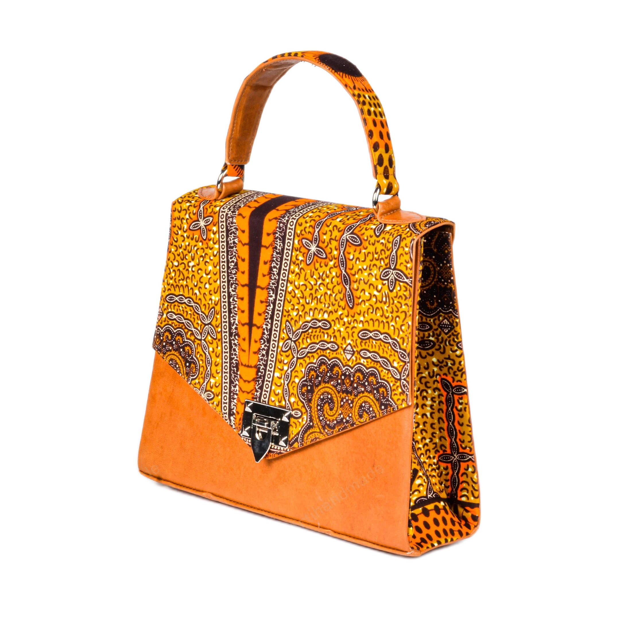 Tan Leather Boho Women Handbag Adjustable Strap Angle View - LuxoraCraft