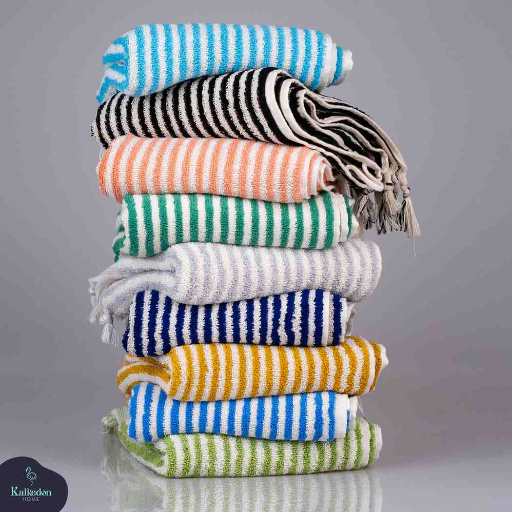 Striped Hand Towel Turkish Premium Cotton Colorful - LuxoraCraft
