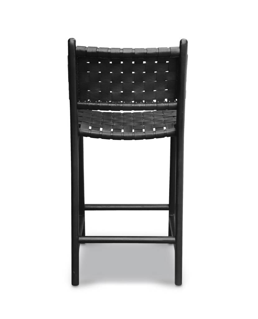 Black Bar Stool Counter Height Kitchen Seating Front View - LuxoraCraft