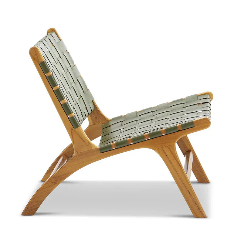 Olive Green Full Grain Leather Lounge Chair Morocco Craft - LuxoraCraft