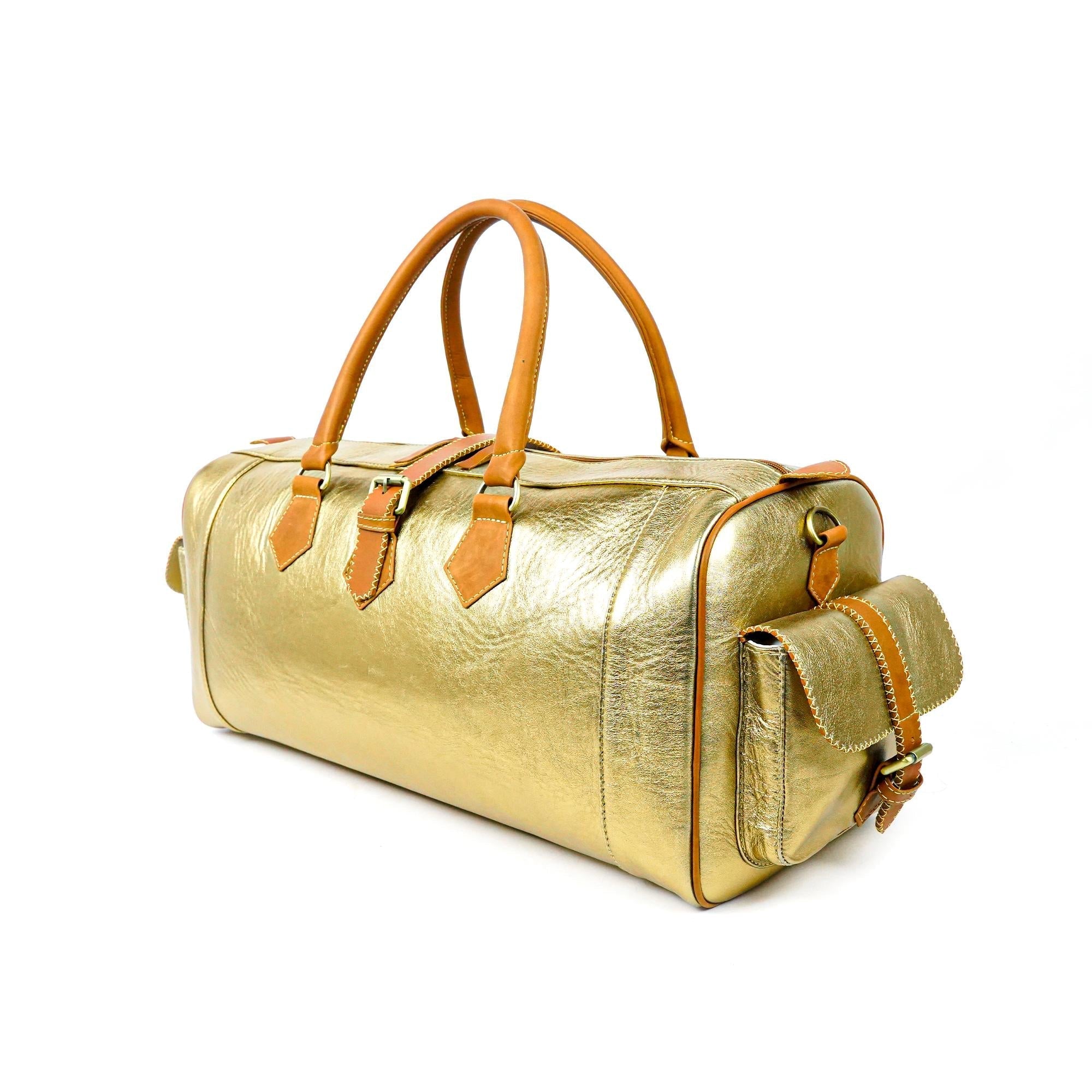 Bumblebee Leather Travel Bag-Hand-Stitched Vintage Style