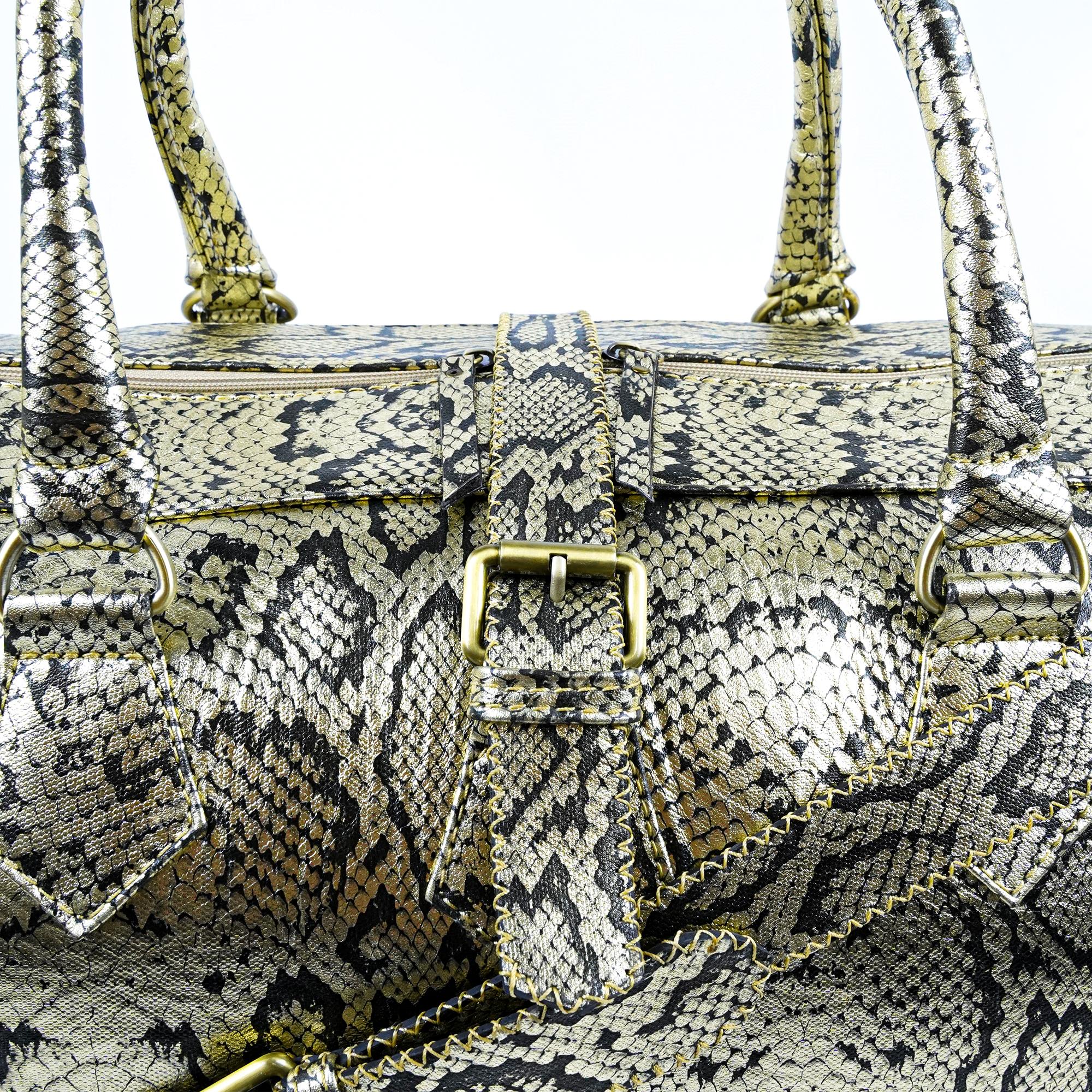 Python Leather Travel Bag -Hand-Stitched Vintage Style