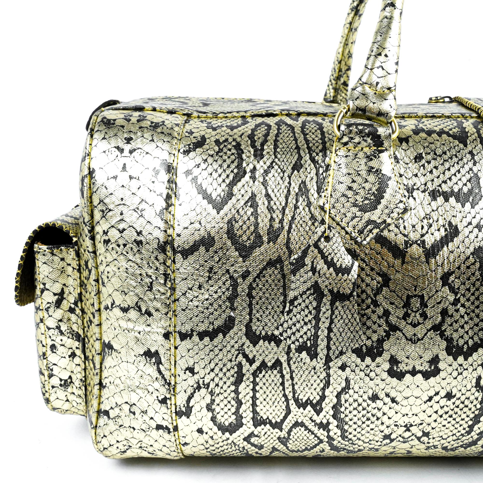 Python Leather Travel Bag -Hand-Stitched Vintage Style