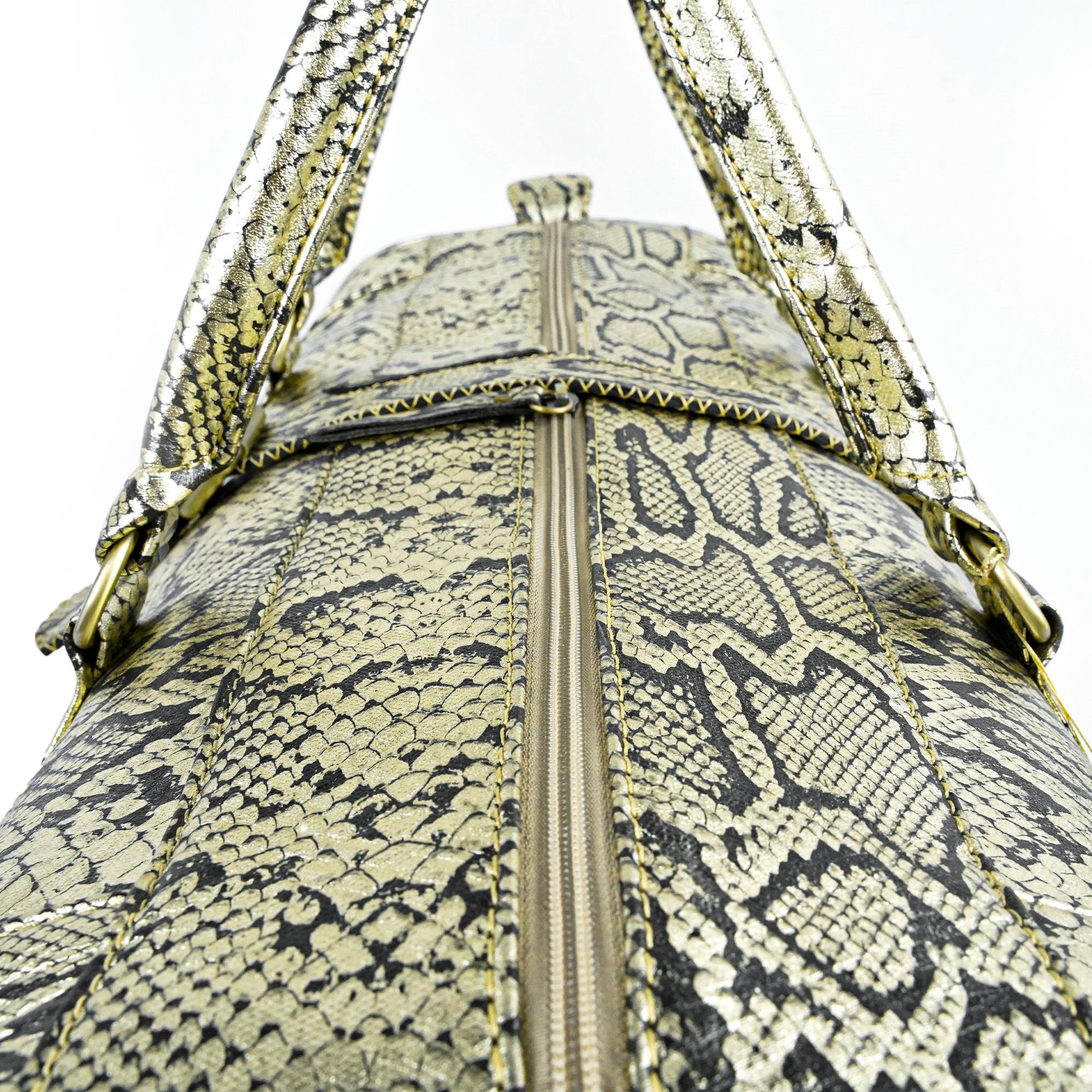 Python Leather Travel Bag -Hand-Stitched Vintage Style