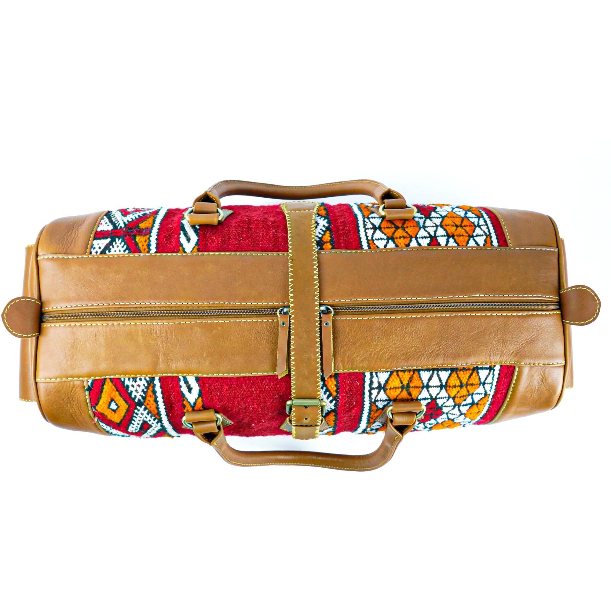 Kilim Leather Travel Bag-Hand-Stitched Vintage Style
