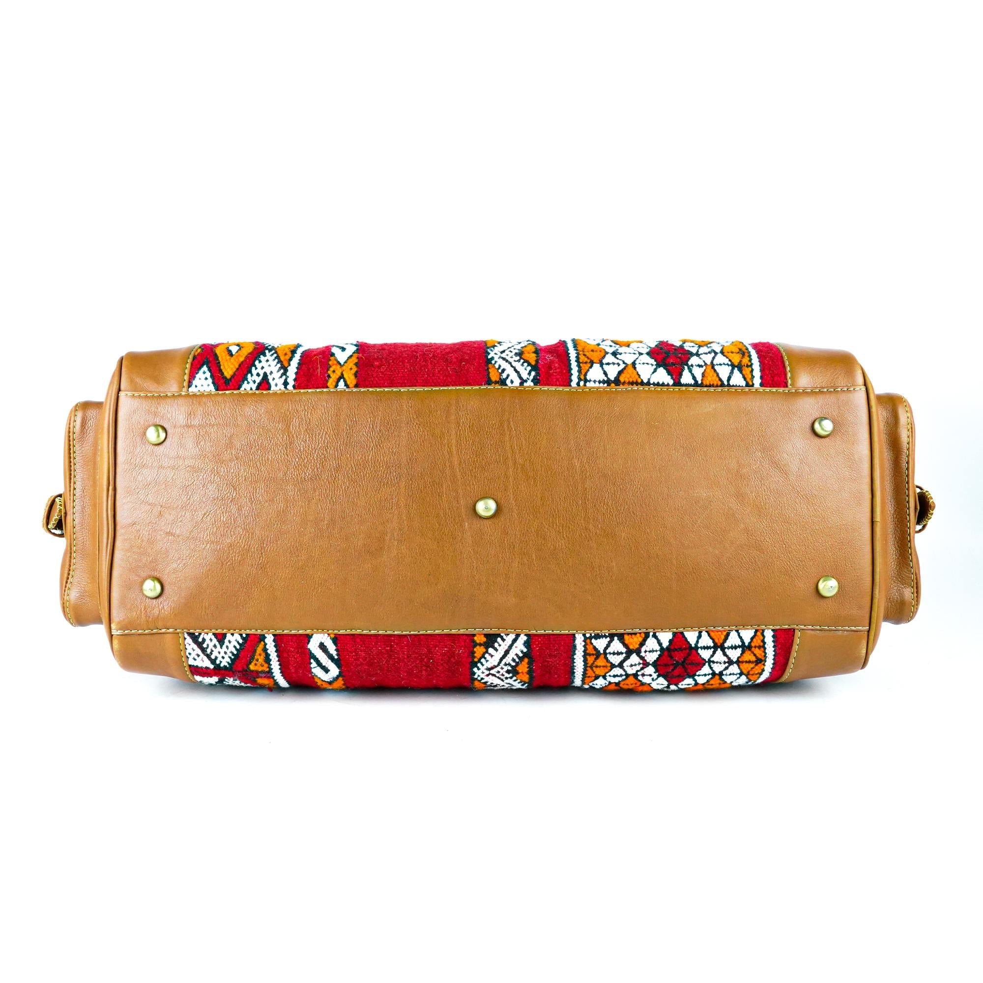 Kilim Leather Travel Bag-Hand-Stitched Vintage Style