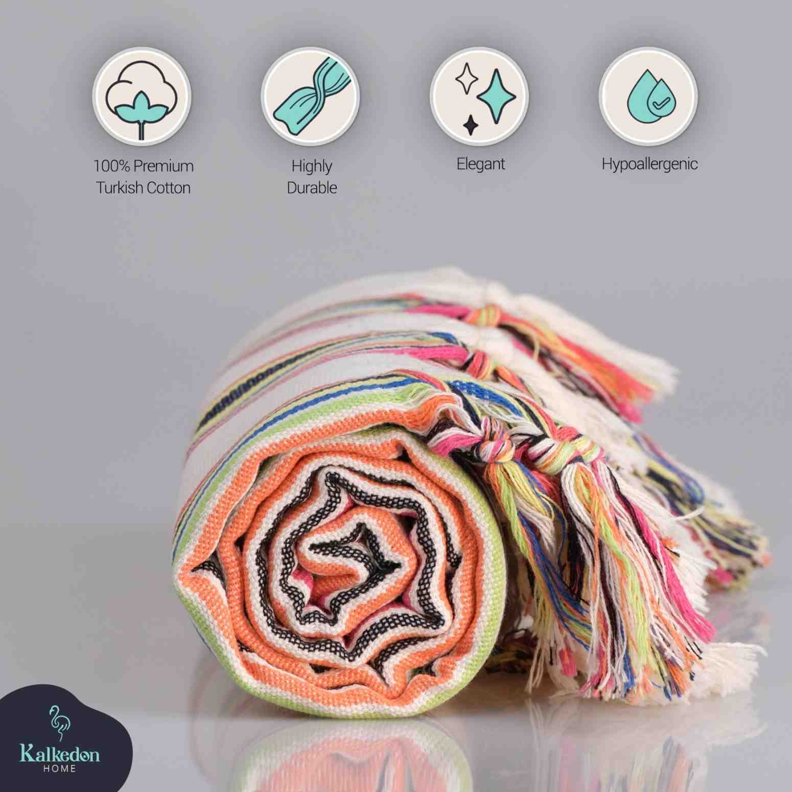 Rainbow Turkish Blanket Kalkedon Towels