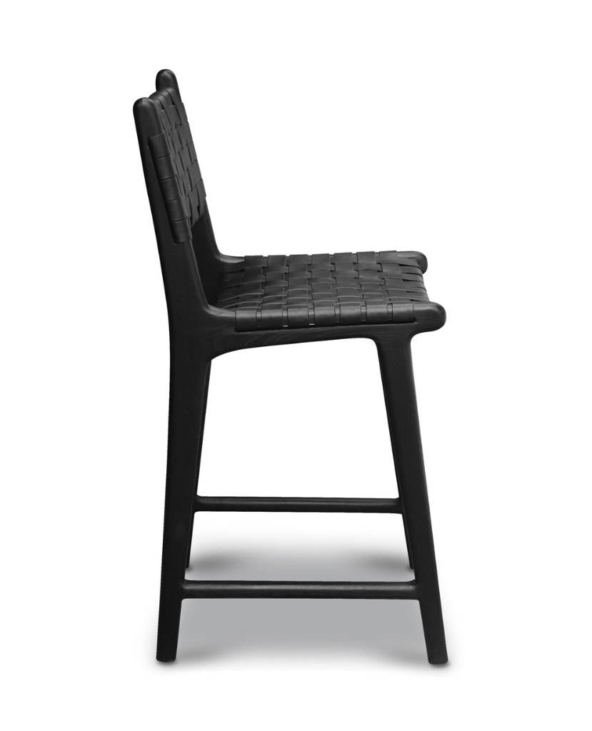Sleek Black Counter Bar Stool Detail Artisan Morocco - LuxoraCraft
