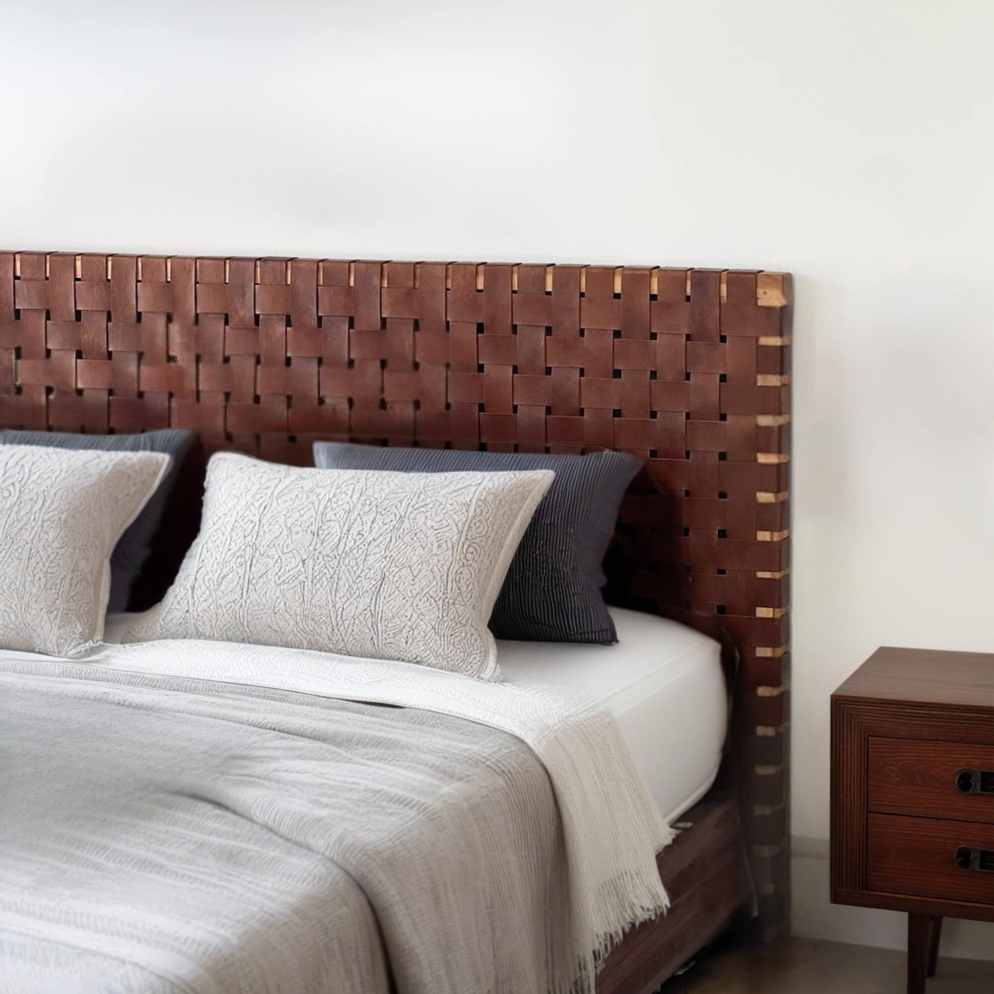 Handmade Scandinavian Leather Headboard – King & Queen, Wall-Mounted or Freestanding