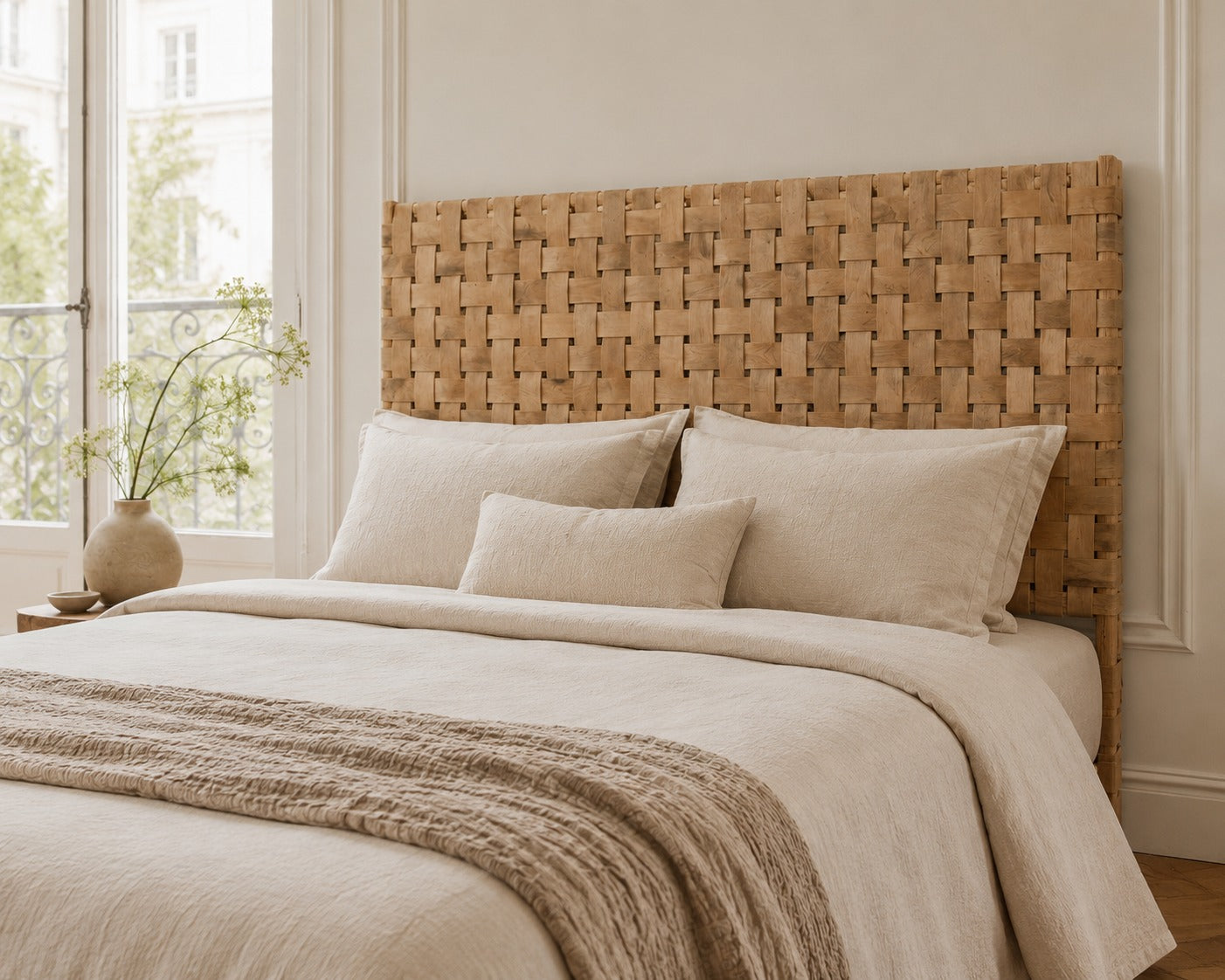 Leather Headboard – Custom Handmade with Hanging or Leg Options -Tan Leather