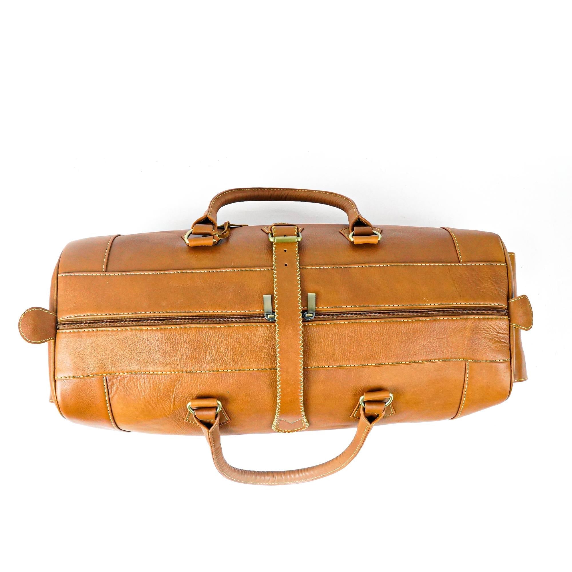 Vintage Cognac Leather Travel Bag – Hand-Stitched Craftsmanship