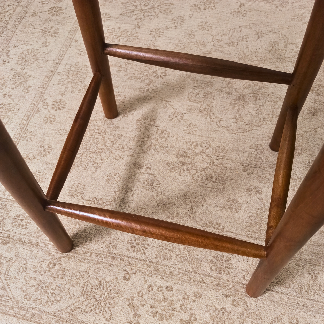 Handcrafted Walnut Counter Stool – Backless Solid Wood Bar Stool with Ergonomic Curved Seat for Kitchen Islands, Restaurants & Home Bars LuxoraCraft
