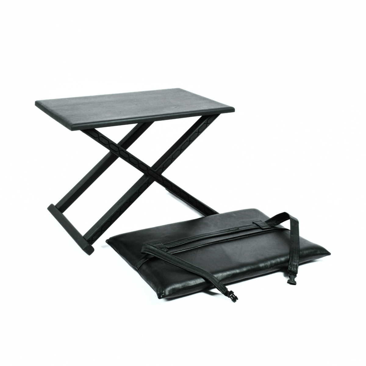 Black Wood Leather X Stool and Coffee Table 2-in-1 - LuxoraCraft