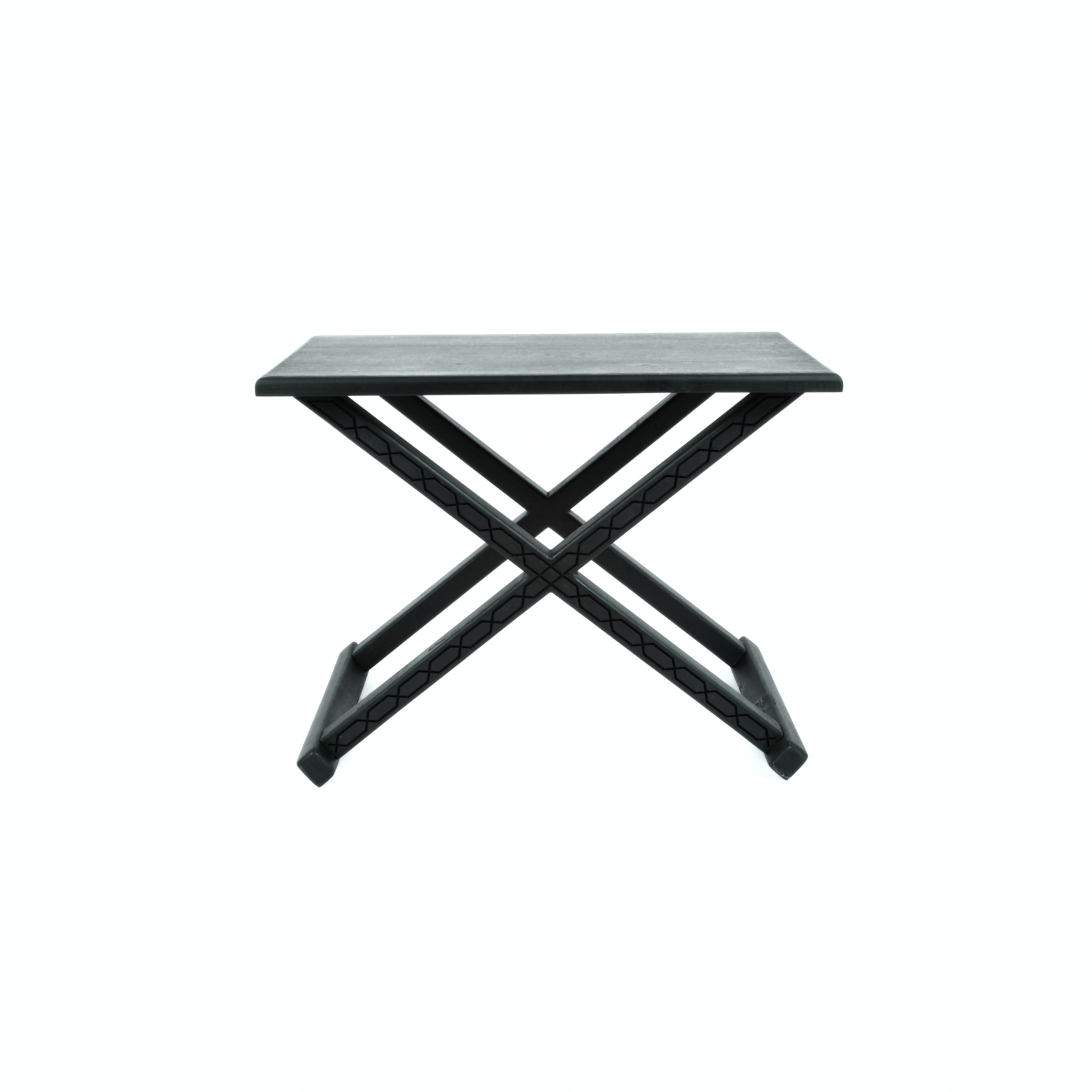 Black Wood Leather X Stool and Coffee Table 2-in-1 Close-Up Texture - LuxoraCraft