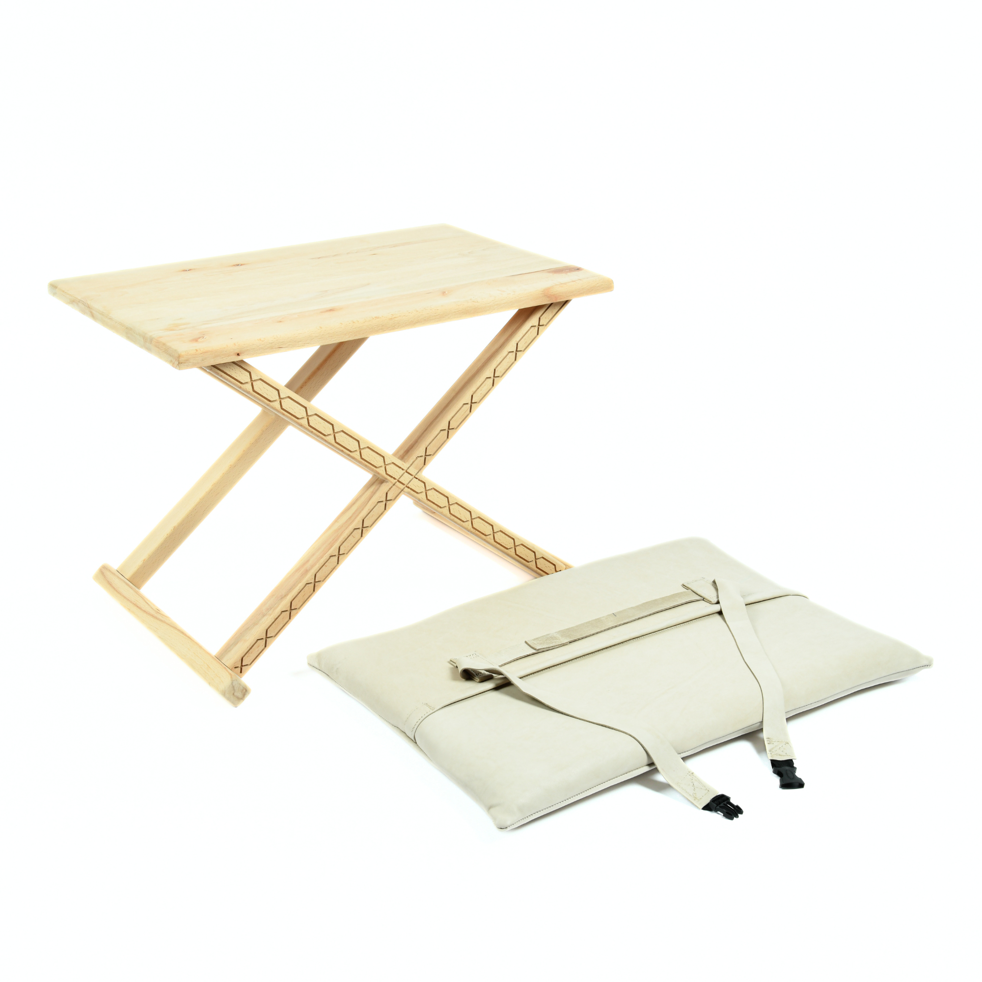 Natural Teak Wood X Stool Coffee Table Multipurpose - LuxoraCraft