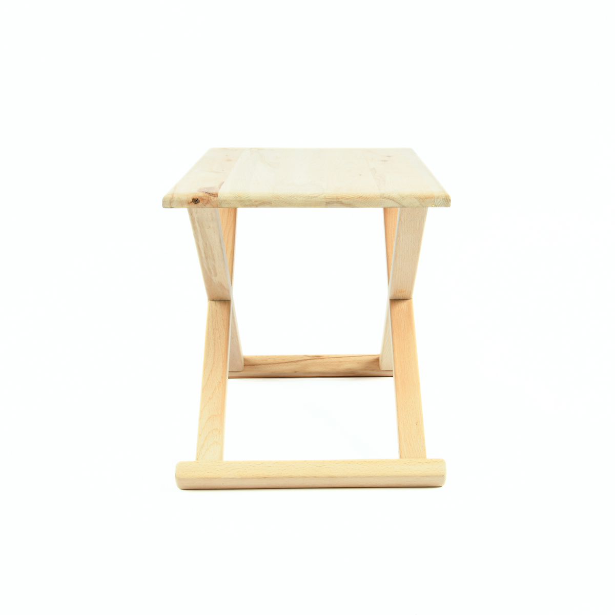 Natural Wood Leather X Stool and Coffee Table 2-in-1 Close-Up Texture - LuxoraCraft