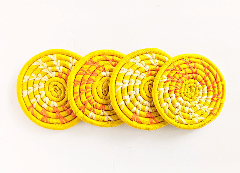 Handmade Woven Drink Coasters Set of 4 {Multiple Colors} Reflektion Design