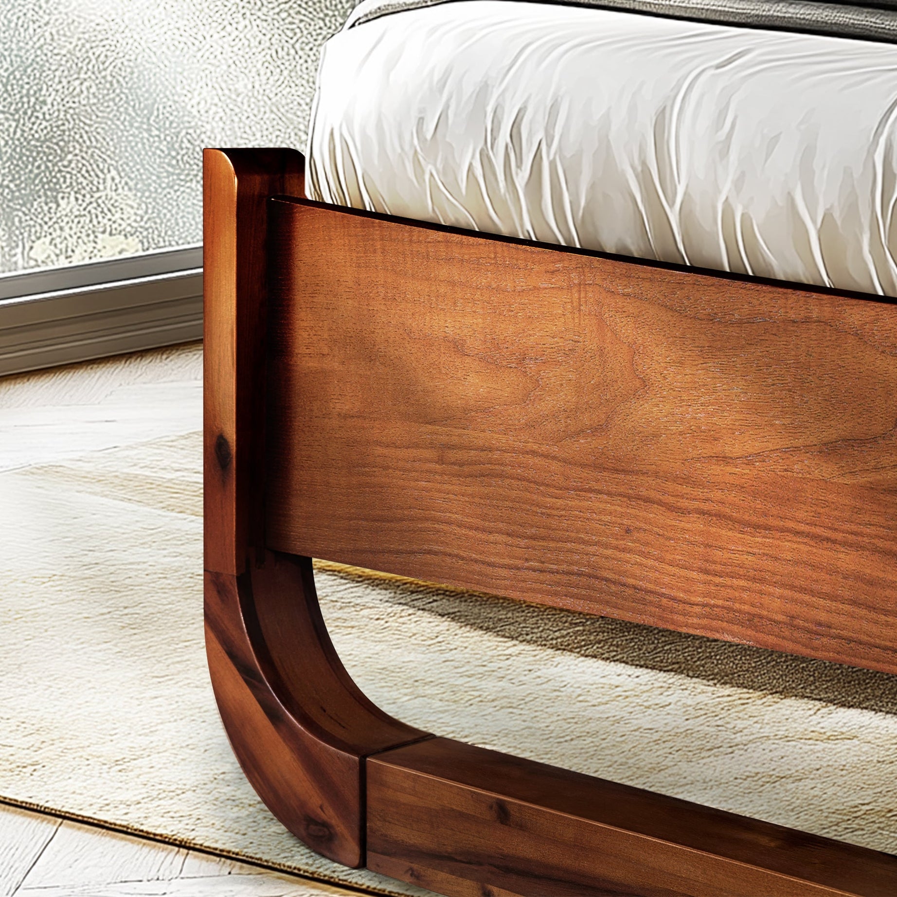 Premium Solid Acacia Wood Bed Frame, Mid-Century Elegance, Built to Last