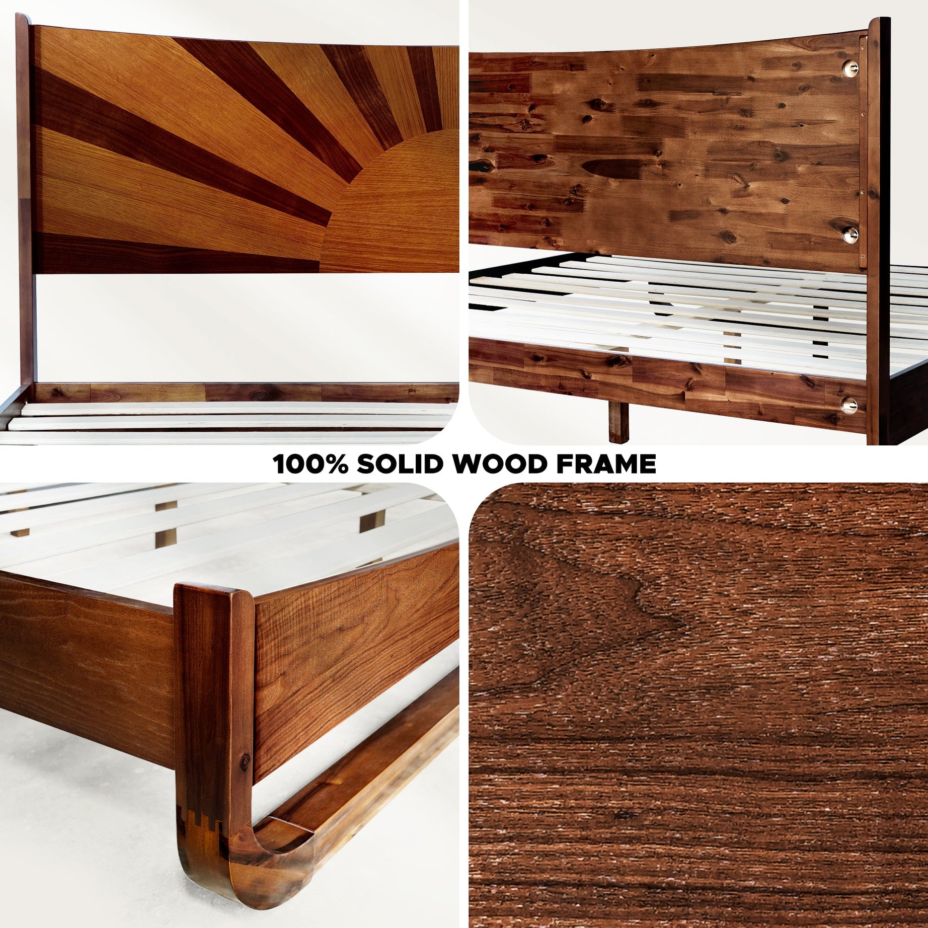 Premium Solid Acacia Wood Bed Frame, Mid-Century Elegance, Built to Last