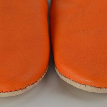 Moroccan Leather Slipper Orange Color - marrakechcraft