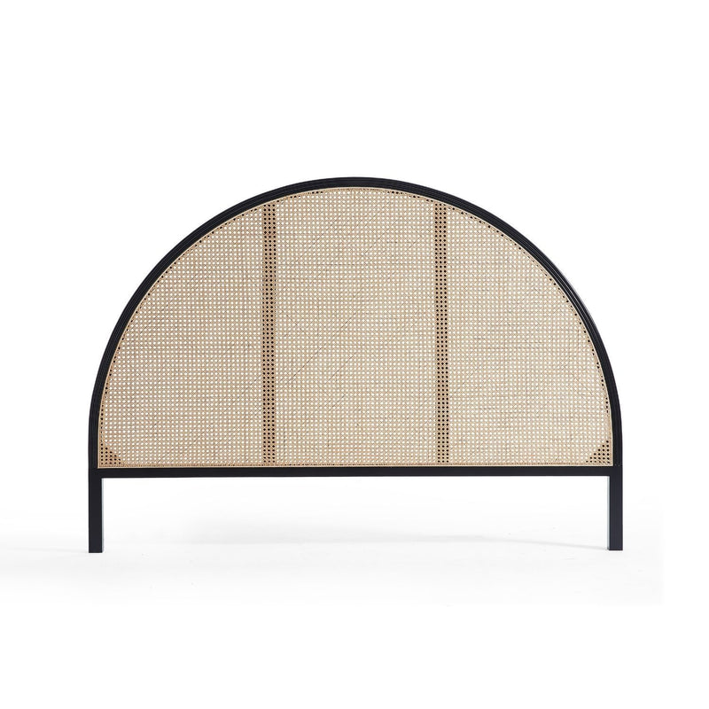 Handwoven Half Moon Rattan Headboard Natural Elegance Bedroom - LuxoraCraft