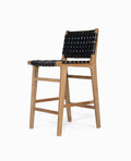 Black Leather Strap Counter Stool Stylish Durable Seating - LuxoraCraft