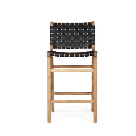 Black Leather Strap Counter Stool – Stylish & Durable Seating