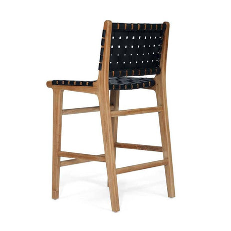 Black Leather Strap Counter Stool – Stylish & Durable Seating