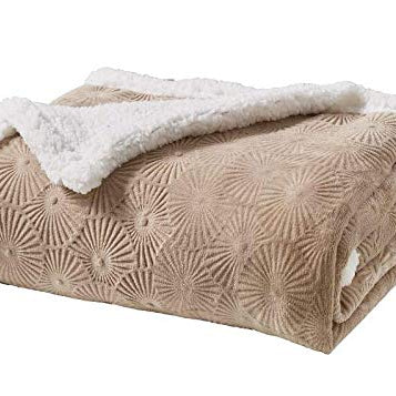 Decor&More Bon Iver Collection Extra Soft Bursting Fireworks Embossed Microplush Throw Blanket with Sherpa Backing (50" x 60")