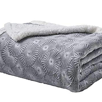 Decor&More Bon Iver Collection Extra Soft Bursting Fireworks Embossed Microplush Throw Blanket with Sherpa Backing (50" x 60")