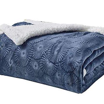 Decor&More Bon Iver Collection Extra Soft Bursting Fireworks Embossed Microplush Throw Blanket with Sherpa Backing (50" x 60")