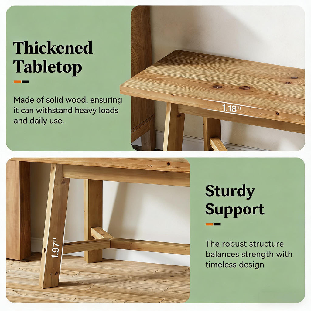 55-Inch Solid Wood Farmhouse Bench Styled in Room - LuxoraCraft