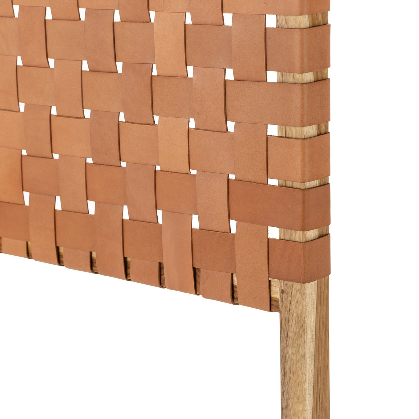 Scandinavian Woven Leather Headboard Strap Texture Detail - LuxoraCraft