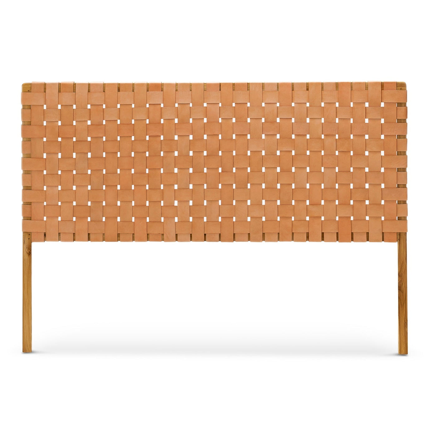 Scandinavian Woven Leather Headboard Front View Timeless Design - LuxoraCraft