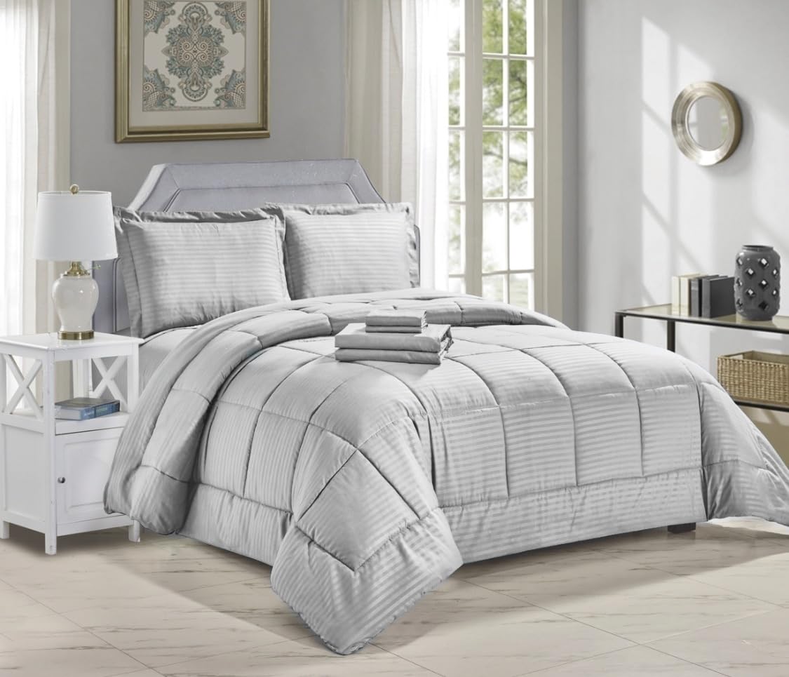 Decor&More Home Essentials 8 Piece Embossed Stripe Bed in a Bag Faith-Hope-Love-Home-Decor