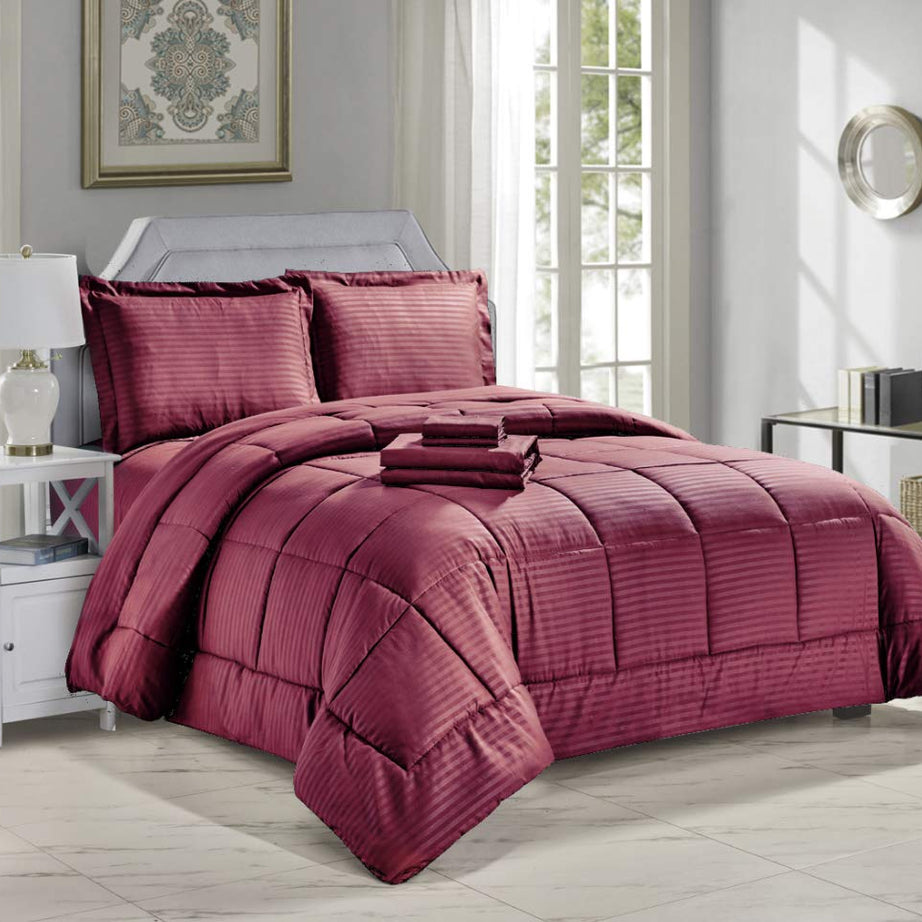 Decor&More Home Essentials 8 Piece Embossed Stripe Bed in a Bag