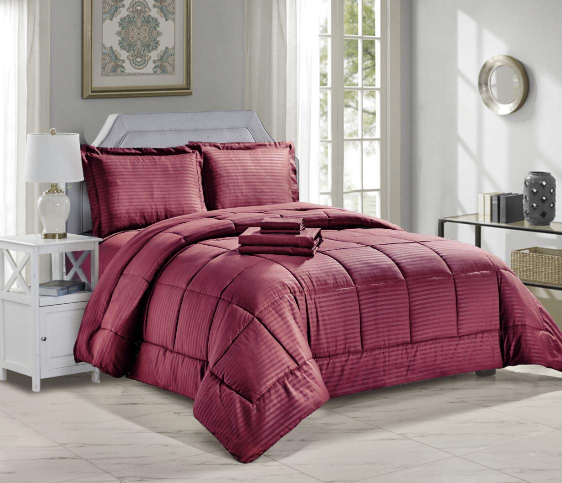 Decor&More Home Essentials 8 Piece Embossed Stripe Bed in a Bag Faith-Hope-Love-Home-Decor