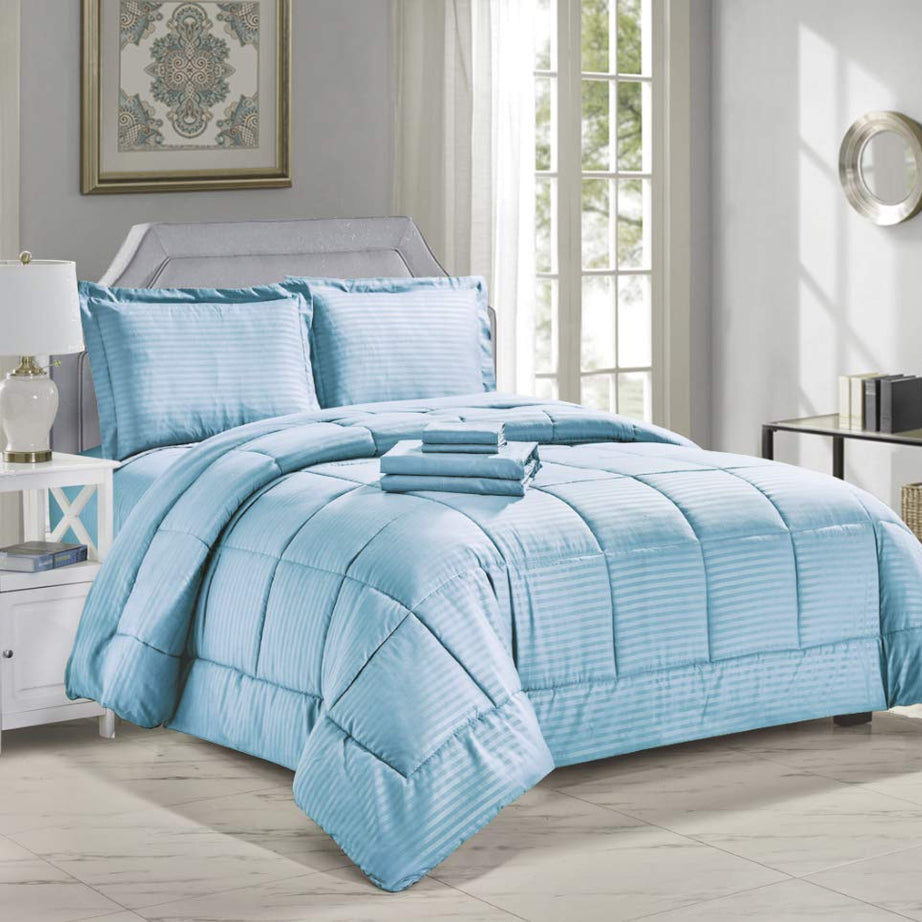 Decor&More Home Essentials 8 Piece Embossed Stripe Bed in a Bag