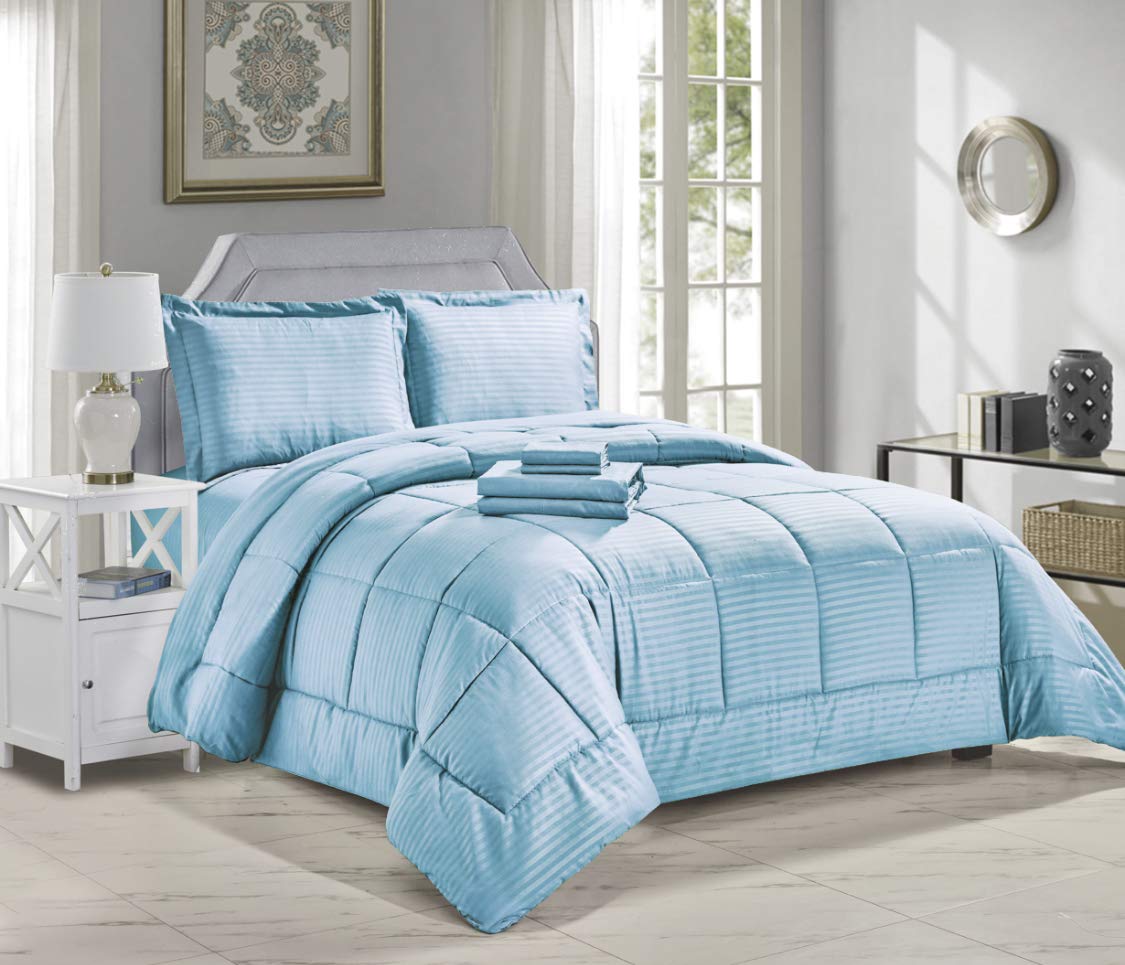 Decor&More Home Essentials 8 Piece Embossed Stripe Bed in a Bag Faith-Hope-Love-Home-Decor