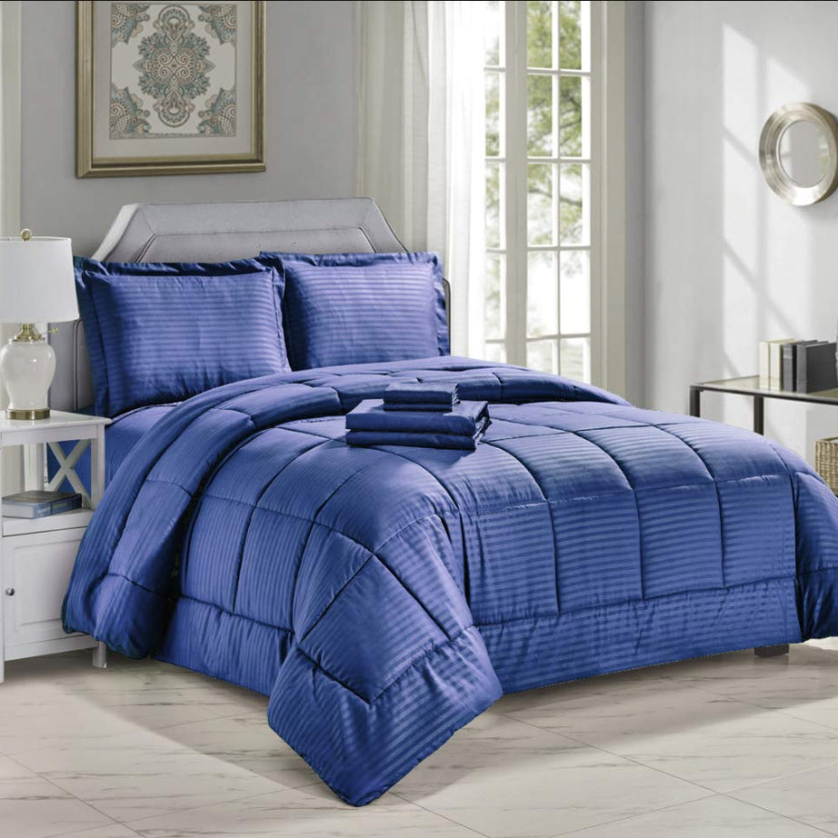 Decor&More Home Essentials 8 Piece Embossed Stripe Bed in a Bag