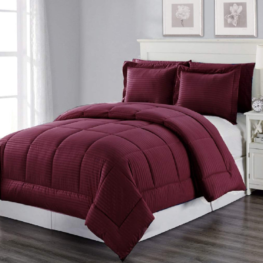 Decor&More Home Essentials 3 Piece Embossed Stripe Down Alternative Comforter Set