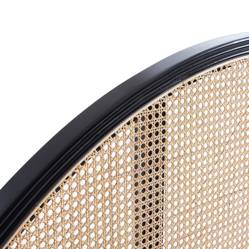 Half Moon Rattan Headboard Side View Natural Boho Style - LuxoraCraft