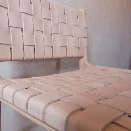 Natural Teak Wood Counter Stool with Genuine Natural Leather Seat