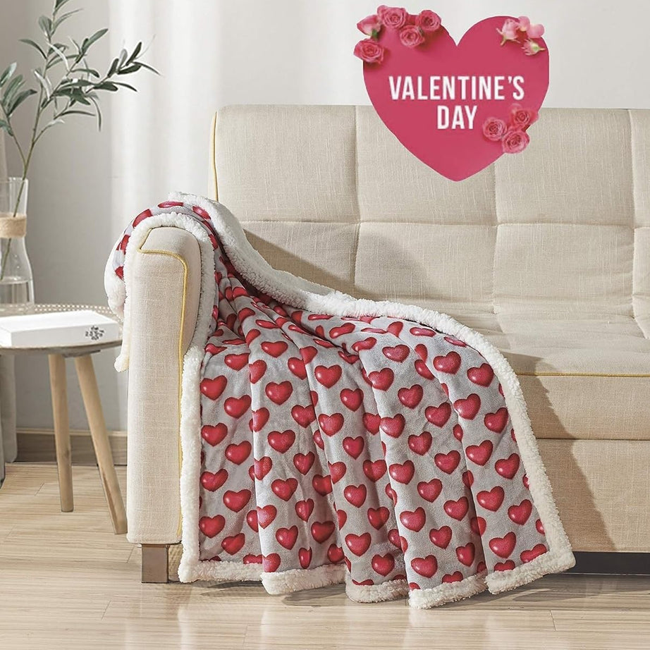 FAITH, HOPE, LOVE HOME DÉCOR Heart Throw Blanket – Ultra Soft Microplush 50"x60" | Cozy Love Theme Gift for Couch, Bed, Travel | Washable